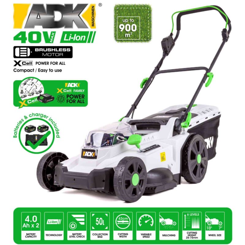 ADK AKUMULATORSKA KOSILICA 40V 43 SF8A107 J 2 x 4.0 Ah Xcell Agropower 2 AgroPower Vrtni alati i strojevi