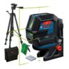LASERSKI NIVELIR KRIŽNI BOSCH GCL 2-50 G + STATIV BT150 + DRŽAČ RM10 + CILJNA PLOČA + 4×1,5V LR6 (AA) + ZAŠTITNA TORBA