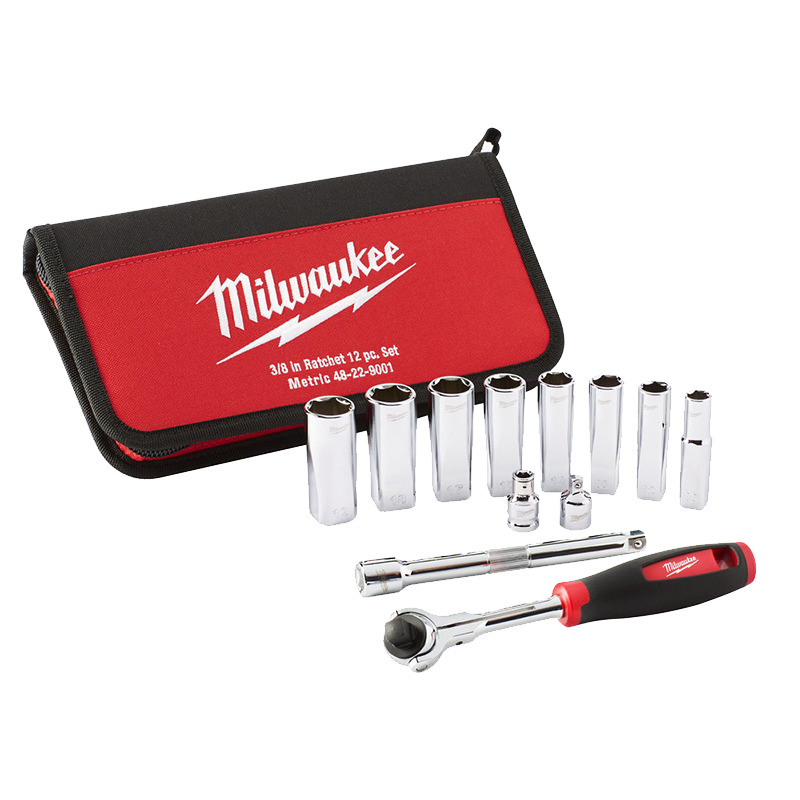 Milwaukee SET NASADNIH KLJUČEVA S RAČNOM 3/8" 10-19MM